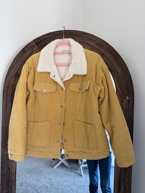Paper Crane Mustard Corduroy Teddy-Lined Jacket